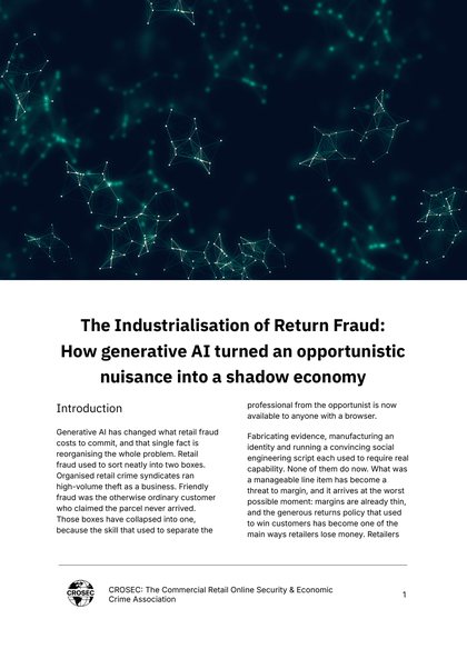 Cover of The Industrialisation of Return Fraud: How Generative AI Turned an Opportunistic Nuisance into a Shadow Economy